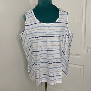 Spanner Tank Top 3X Plus Size NWT Cotton Blue Stripe Sleeveless Summer Shirt